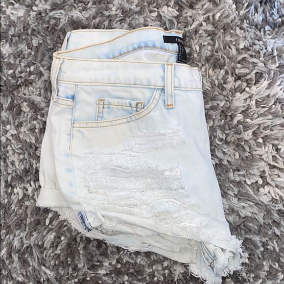Forever 21 Blue Distressed Factory Ripped Shorts Cutoff Contemporary Casual - Picture 1 of 10